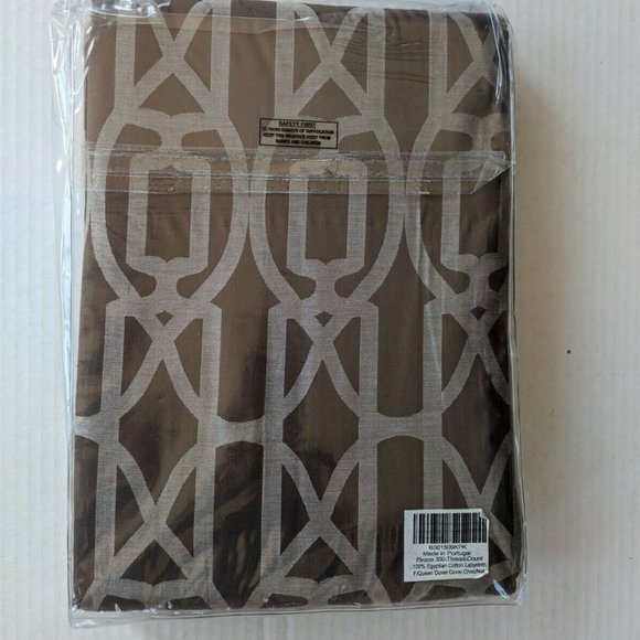 Pinzon 300 Thread Count 100% Cotton Labyrinth 3Pcs Duvet Full/Quinn 2 Shams NEW - Picture 3 of 7